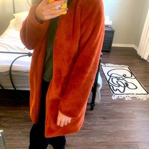 Burnt Orange Faux Fur Coat